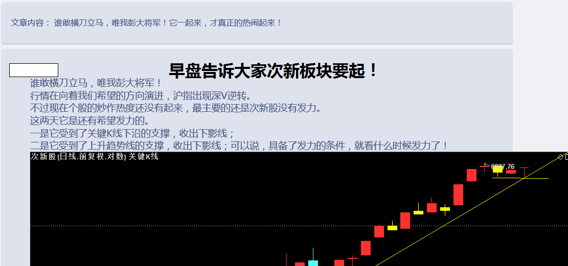 最近一直强调次新股还有上涨机会