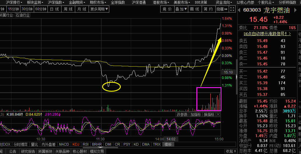 筹码验证：看龙宇燃油高开出货