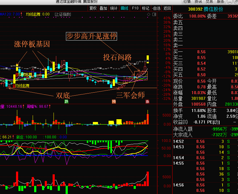 【张帆-均线舞者每日一股】腾信股份介入点解析