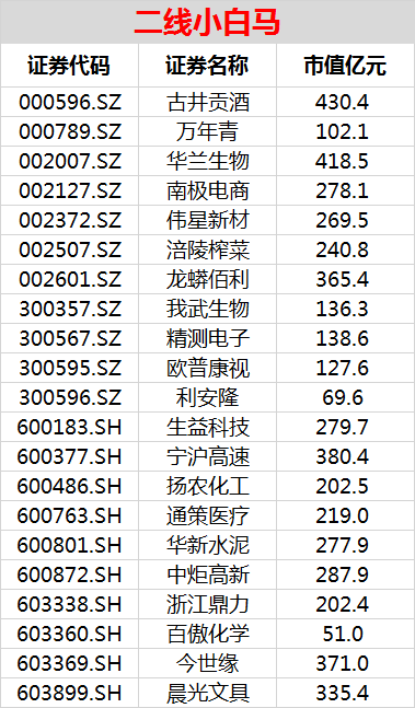 近期创历史新高的二线白马股名单